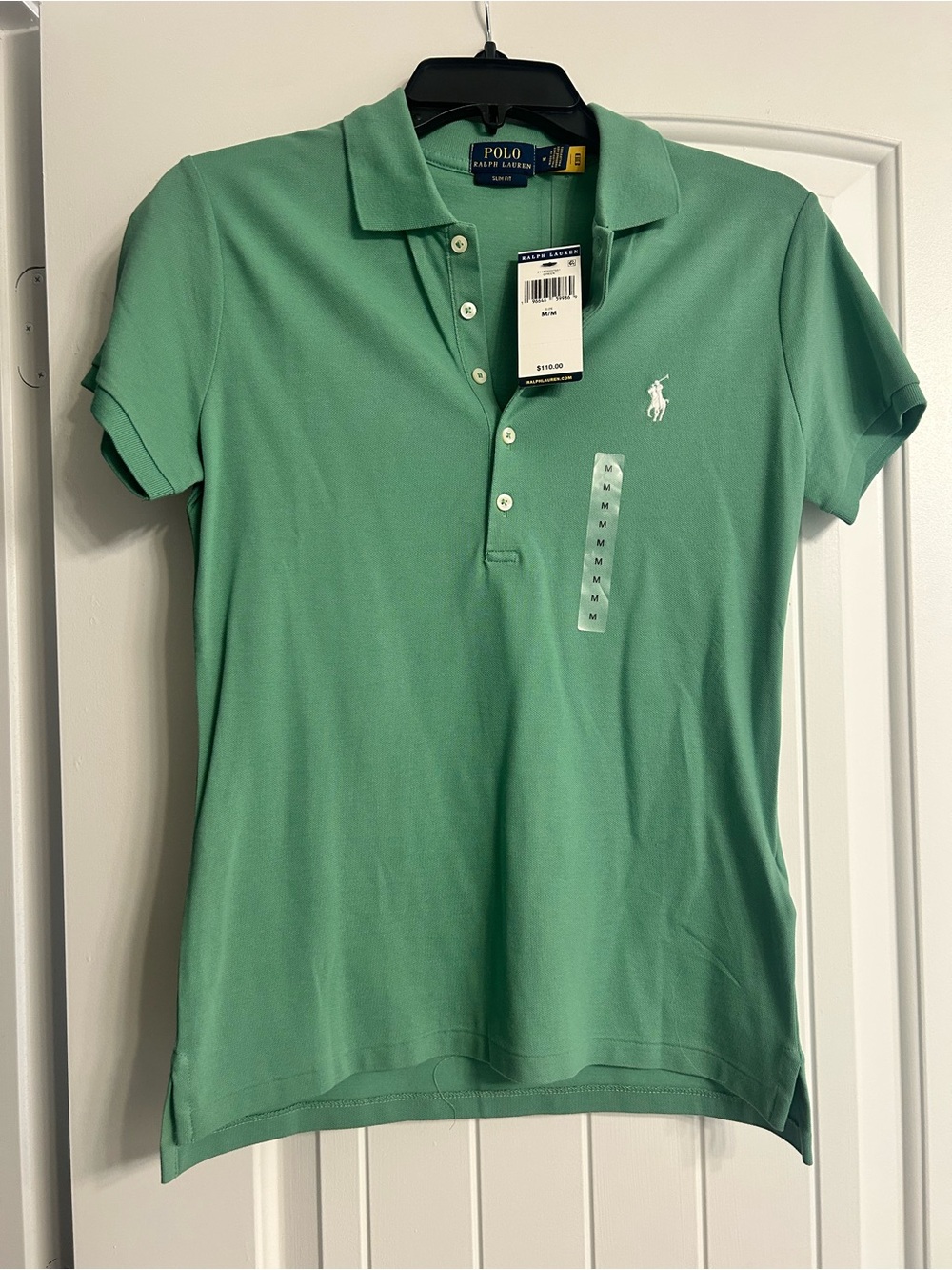 NWT Polo by Ralph Lauren Women's Green Classic Polo Slim Fit SZ M